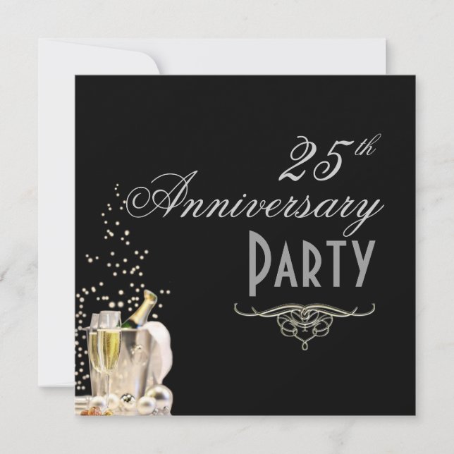 Anniversaire des Invitations aux bulles de Champag (Devant)