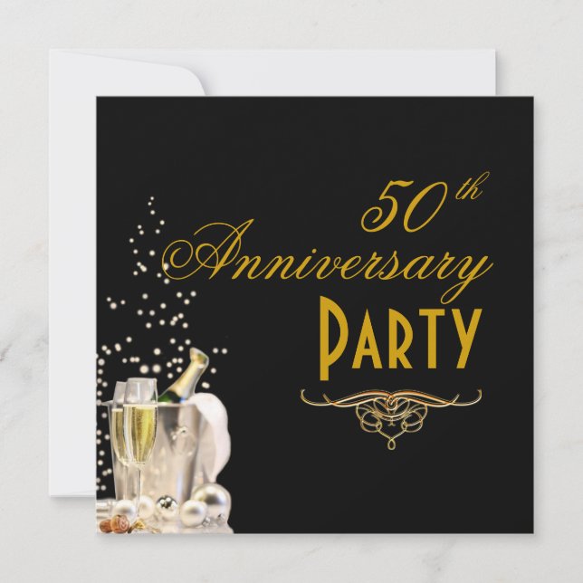 Anniversaire des Invitations aux bulles de Champag (Devant)