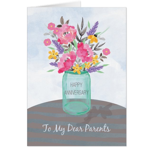 Anniversaire des parents Jar Vase avec fleurs (Devant)