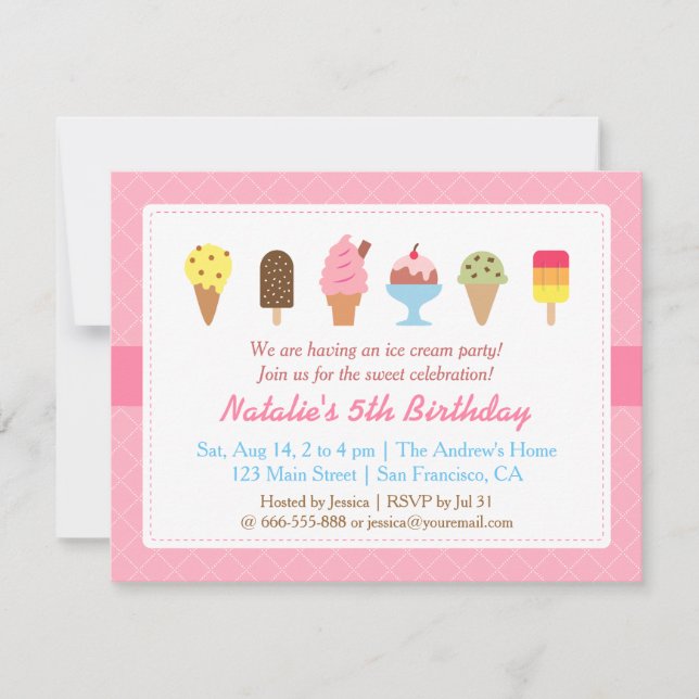 Anniversaire doux, invitations de partie de crème (Devant)