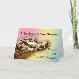 Anniversaire du beau-frère, carte d'alligator sour