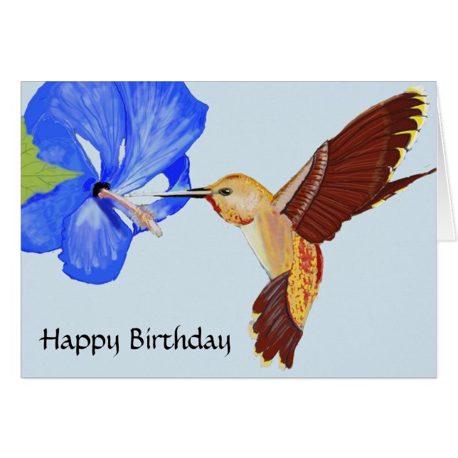 Anniversaire du colibri et de l'Hibiscus bleu (Devant horizontal)