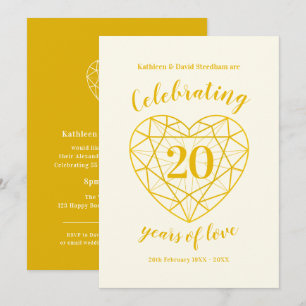 Anniversaire du diamant d'or 20 ans invitations