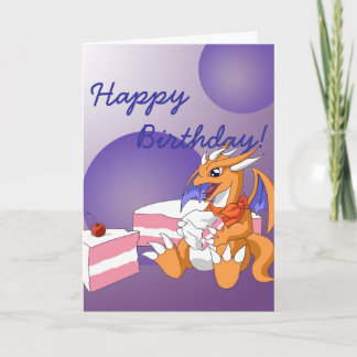 Anniversaire du dragon avec carte de voeux de gâte