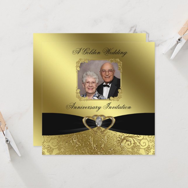 Anniversaire du Mariage d'or Invitation photo (Devant/Arrière en situation)