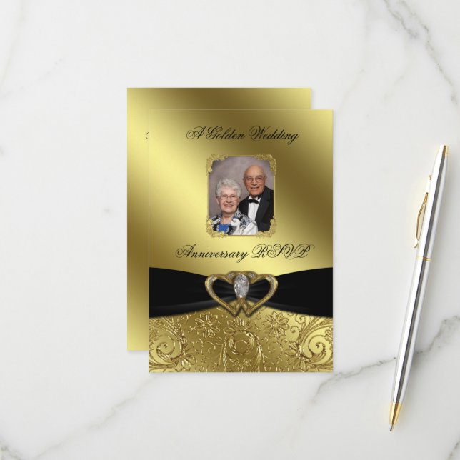 Anniversaire du Mariage d'or Photo RSVP (Devant/Arrière en situation)