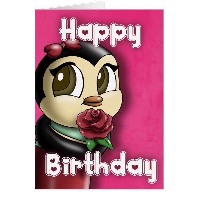 Anniversaire du Rose de Pingouin mignon (Devant)