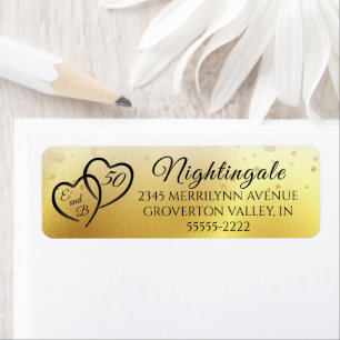 Anniversaire Élégant Coeurs Script Initiale Or