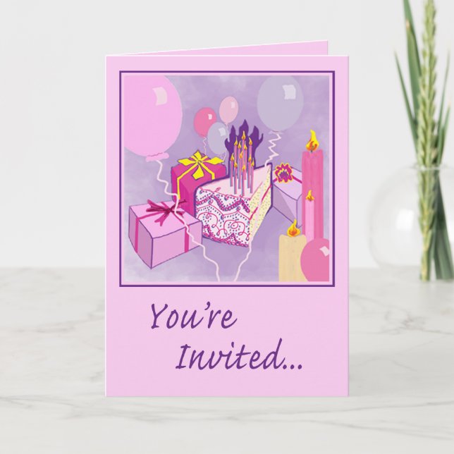 ANNIVERSAIRE EN ROSE Invitation (Devant)