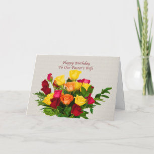 Anniversaire, Femme du pasteur, Carte Bouquet Rose