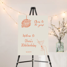 Anniversaire fête bienvenue main dessinée disco ba