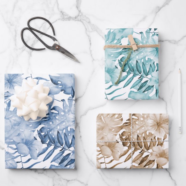 Anniversaire Feuilles Florales Crème Bleu Violet T (Recto)