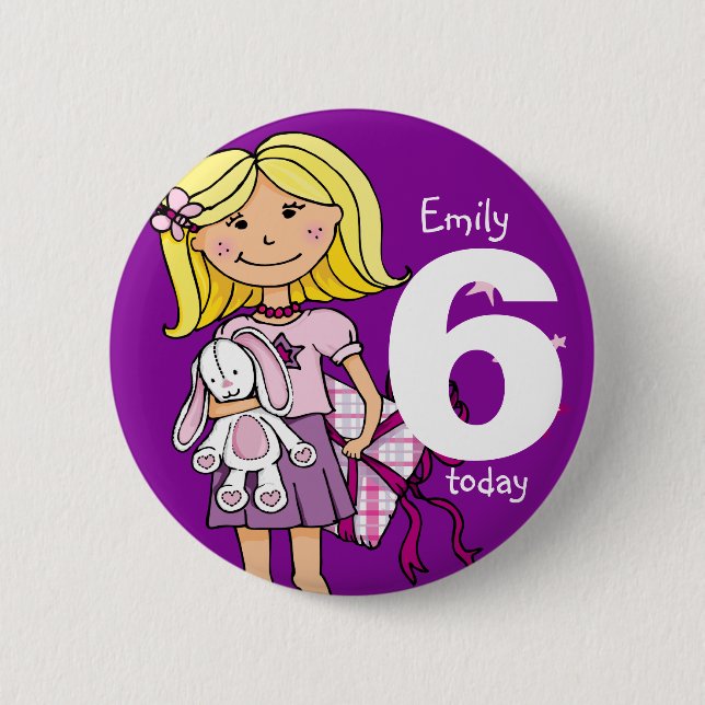 Anniversaire fille nom et bouton d'âge / badge vio (Devant)