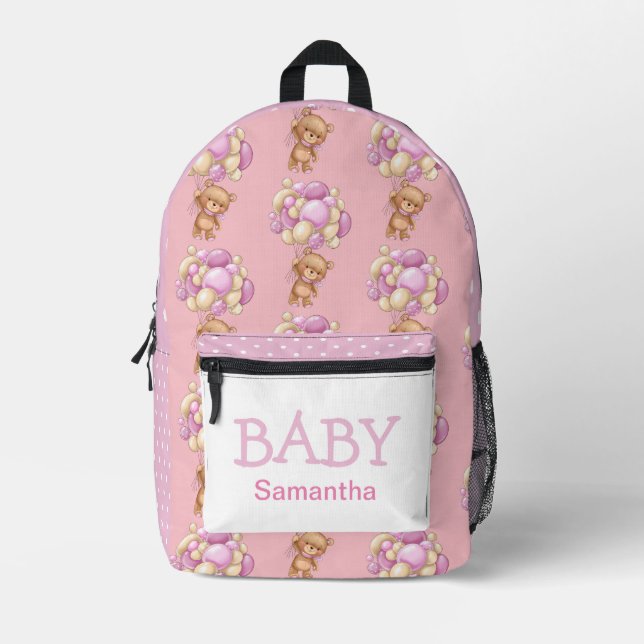 Anniversaire Fille Ours thème Sac à dos imprimé (Recto)