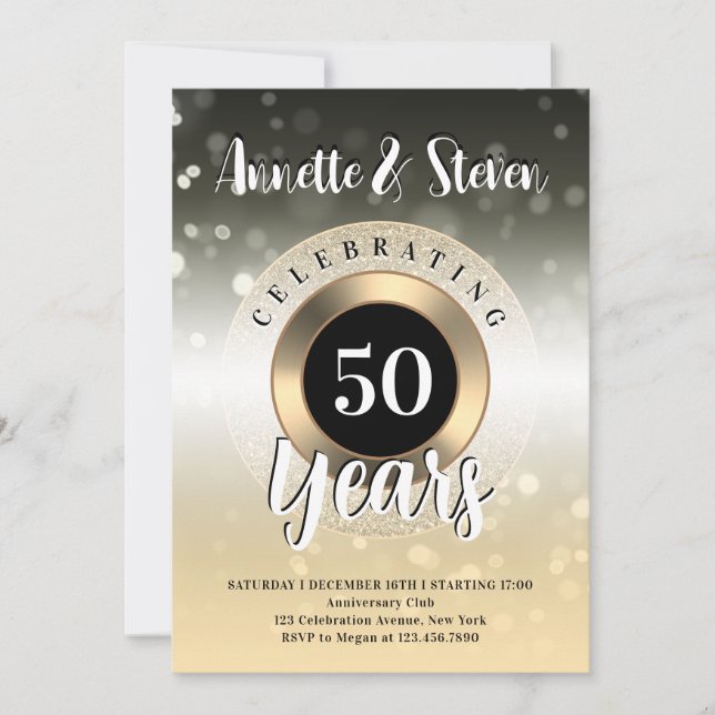 Anniversaire golden tone classe Invitation (Devant)
