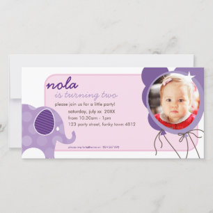 ANNIVERSAIRE INVITATION PHOTOCARD :: éléphant + ba