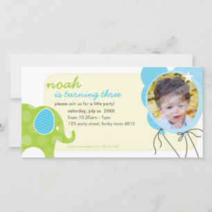 ANNIVERSAIRE INVITATION PHOTOCARD :: éléphant + ba