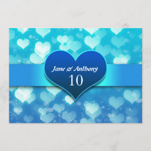 anniversaire mariage invitation coeur bleu
