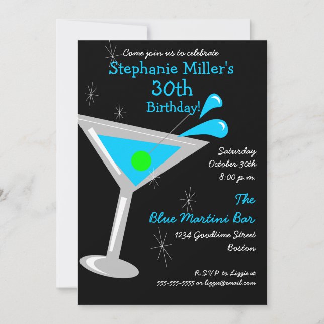 Anniversaire Martini Cocktail Invitation (Devant)