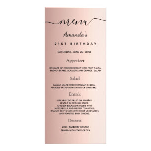Anniversaire Menu rose or photo faits amusants