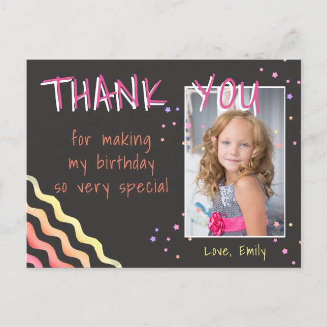 Anniversaire Merci Carte photo Vagues et étoiles F (Devant)