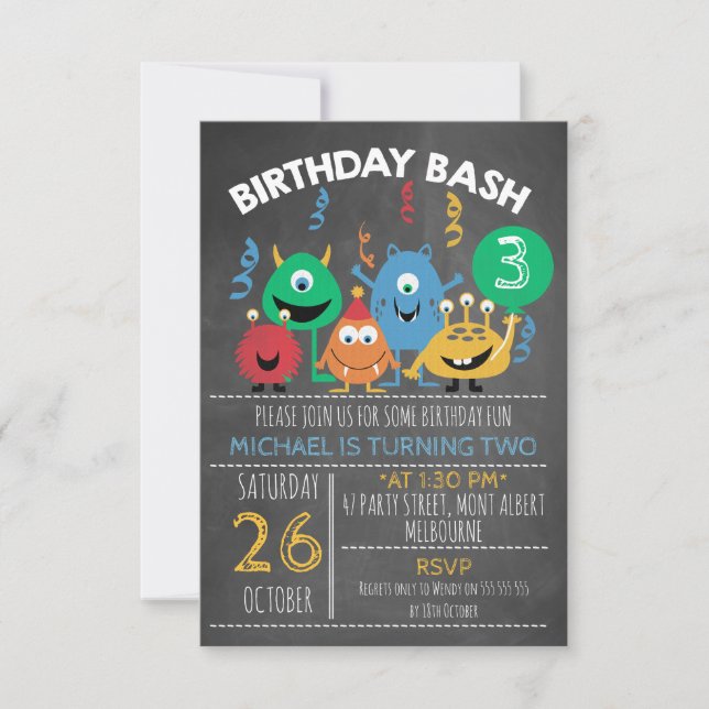Anniversaire Monster Bash Invitation Anniversaire (Devant)