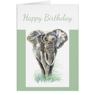 Anniversaire Noir Aquarelle Éléphant Art animal