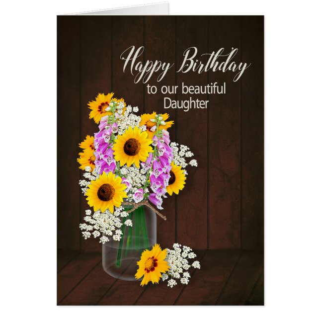 ANNIVERSAIRE - NOTRE FILLE - PAYS FLOWERS/VASE (Devant)