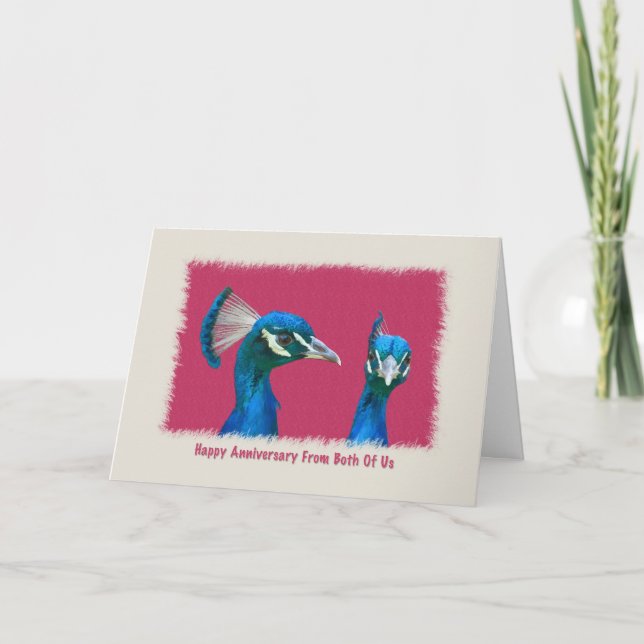 Anniversaire, paire de carte de paons (Devant)