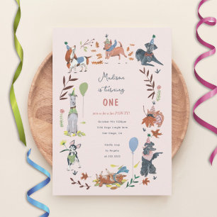 Anniversaire Paw-ty mignon chiot chiens Invitation