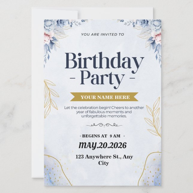 Anniversaire personnalisé invitation surprise anni (Devant)