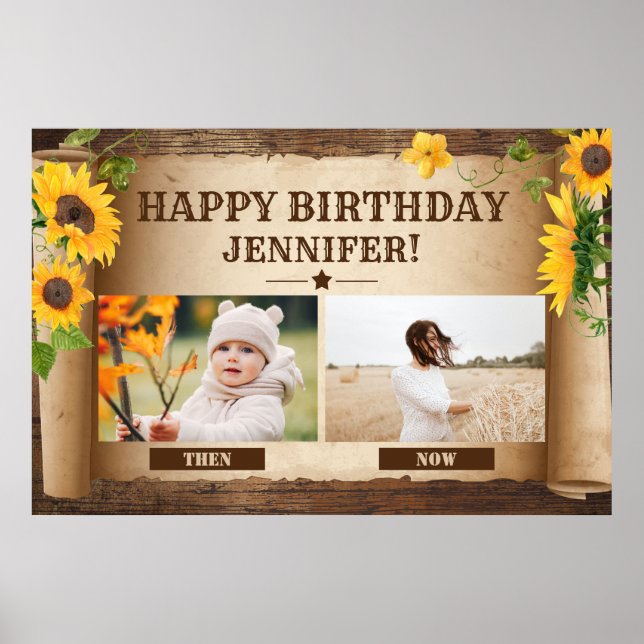 Anniversaire Photo et maintenant Poster photo (Devant)