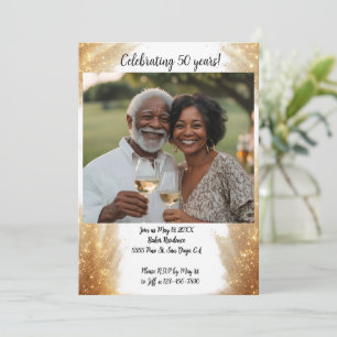 Anniversaire Photo Moderne Invitation Blanc