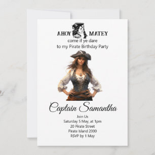 Anniversaire Pirate thème de la fille Invitation