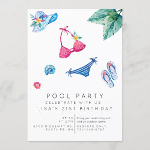 anniversaire piscine d'été invitation