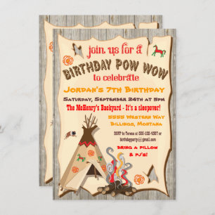 Anniversaire Pow Wow Teepee Invitations