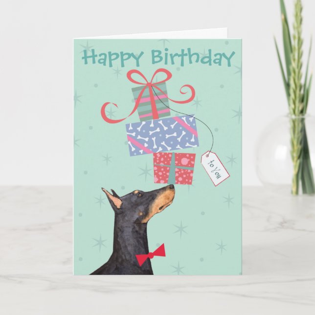 Anniversaire présente la carte Doberman (Devant)