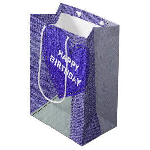 Anniversaire Purple Denim Coeur Moyen Cadeau Sac