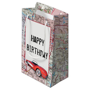 Anniversaire Retro Buick On Map Petit Cadeau Sac