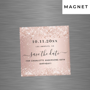Anniversaire rose or enregistrer la date aimant