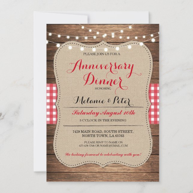 Anniversaire Rustique Mariage Red Party Invitation (Devant)