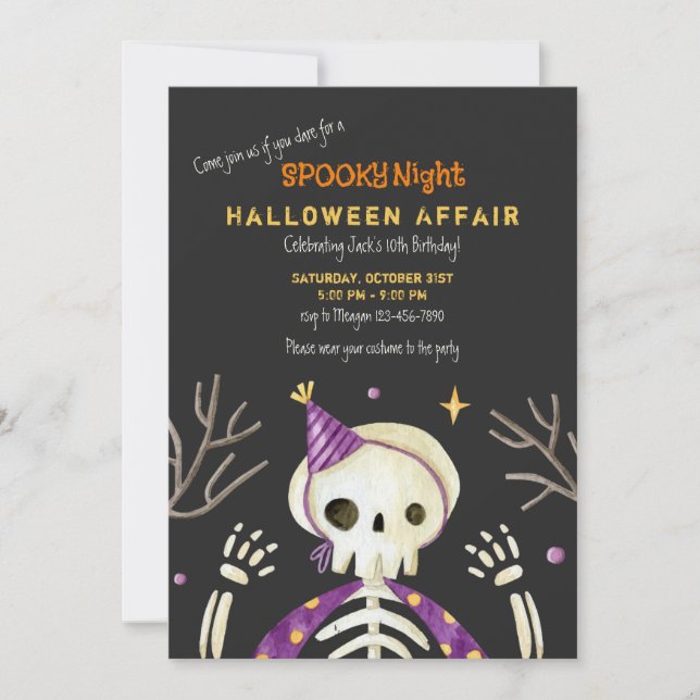 Anniversaire Squelette Halloween Fête Invitation (Devant)