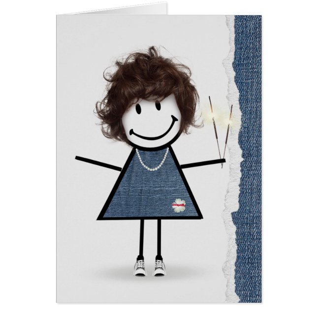 Anniversaire Stick Girl avec Sparklers (Devant)