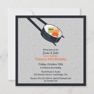 Anniversaire Sushi Party Appartement Invitation