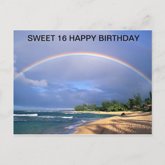 Anniversaire/ Sweet 16/ arc-en-ciel sur la carte p (Devant)