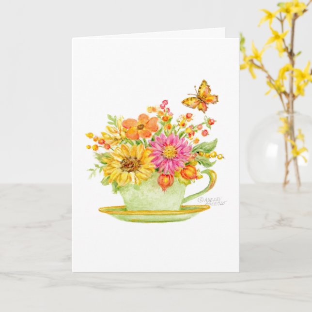 Anniversaire Teacup Belle Jour Joy Carte de Bonheu (Fleur jaune)