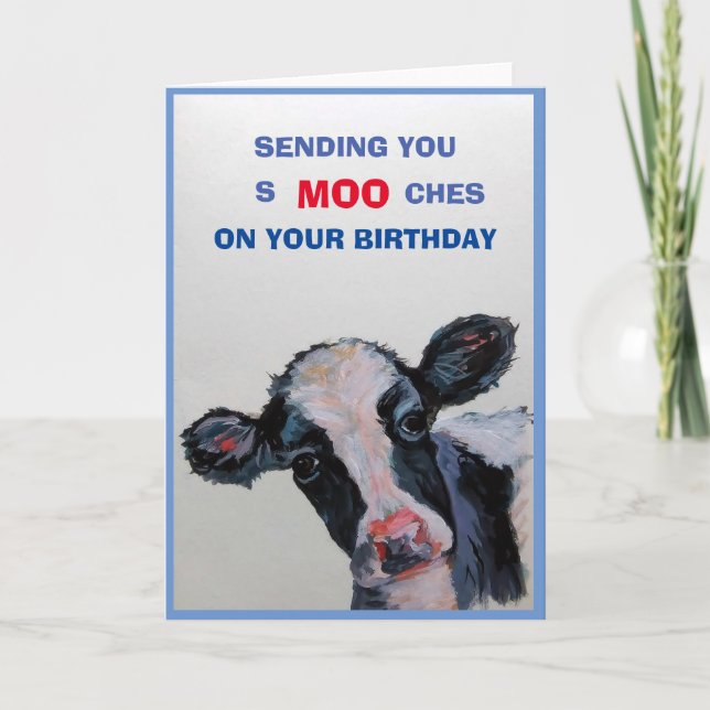 ANNIVERSAIRE VACHE BLANC CARTES DE SALUT (Devant)