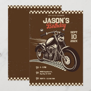 Anniversaire vintage classique de moto Invitation