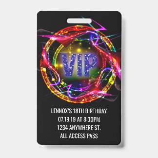 Anniversaire VIP Pass Badge Invitation