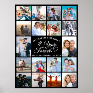 Anniversary 18 Photo Collage YEARS INTO FOREVER Poster